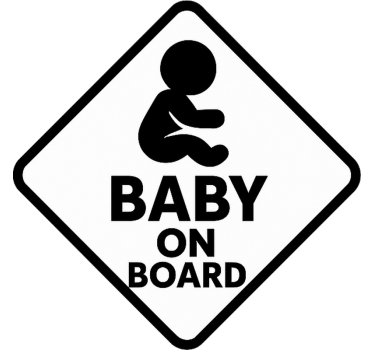 Autocollant bébé à bord conception en noir et blanc - TenStickers