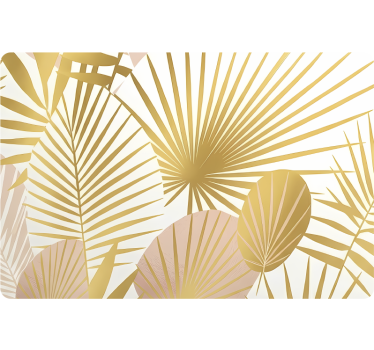 Sticker ordinateur feuilles tropicales dorées - TenStickers