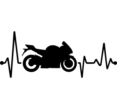 Sticker moto battement de cœur monochrome - TenStickers