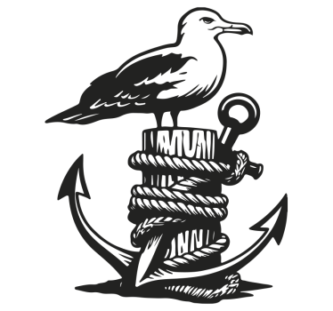 Sticker camping car mouette à ancre noire - TenStickers
