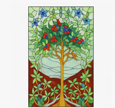 Sticker paroi de douche vitrail d'arbre - TenStickers