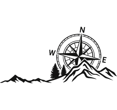 Sticker camion boussole et montagnes - TenStickers