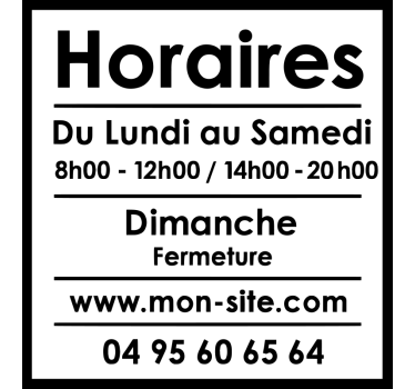 Sticker vitrine horaires d'ouverture avec site web - TenStickers