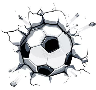 Sticker chambre enfant ballon de foot dans le mur - TenStickers