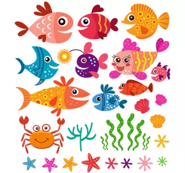 Sticker chambre enfant motif variété de poissons - TenStickers