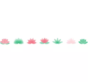 Sticker Carrelage Frise Fleurs de Lotus - TenStickers