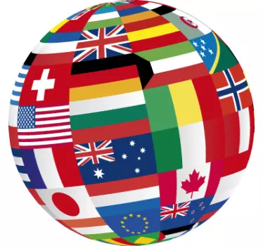 Sticker mural salon globe drapeaux - TenStickers