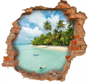 Sticker trompe-l’œil vue sur la mer - TenStickers