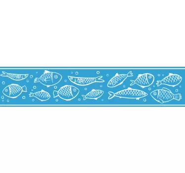 Sticker salle de bain - Frise tapisserie murale poissons - TenStickers