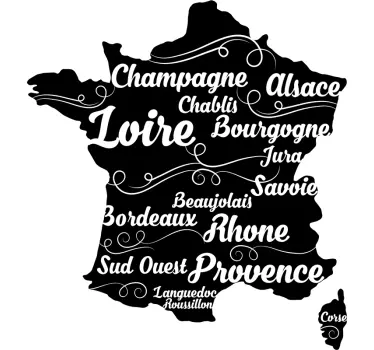 Sticker cuisine carte vins de France - TenStickers