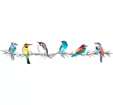 Sticker oiseaux tropicaux en frise - TenStickers