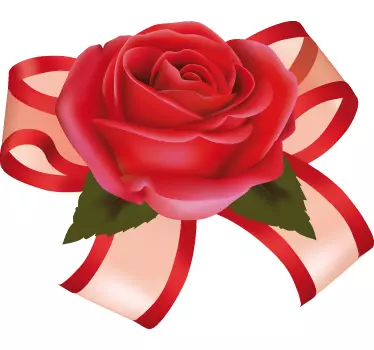 Sticker vitrine rose ruban - TenStickers