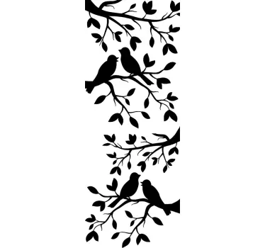 Sticker paroi de douche salle de bain oiseaux sur branche - TenStickers