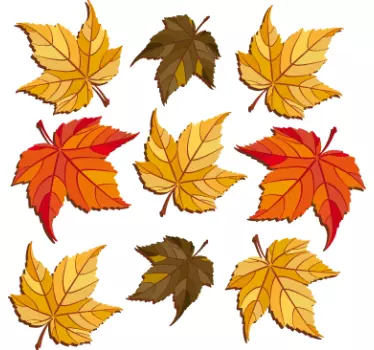 Sticker mural nature pack de 9 feuilles d'automne - TenStickers