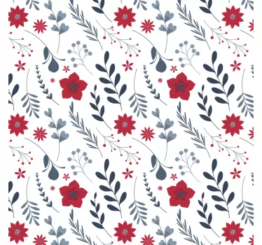 Sticker meuble Ikea salle de bain motif fleurs rouges - TenStickers