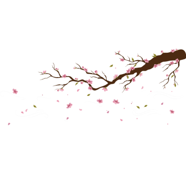 Sticker mural salon arbre et fleurs dans le vent - TenStickers