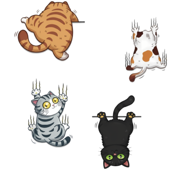 Sticker voiture chat 3d en position accrochée - TenStickers