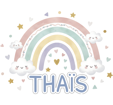 Sticker chambre enfant arc-en-ciel avec prénom - TenStickers