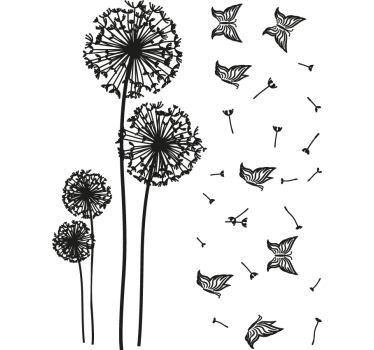 Sticker mural chambre papillons et pissenlits - TenStickers
