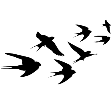 Sticker mural chambre oiseaux hirondelles qui volent - TenStickers