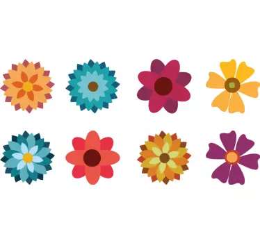 Sticker voiture pack de fleurs multicolores - TenStickers
