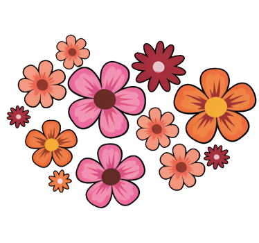 Sticker camping car fleurs joyeuses colorées - TenStickers