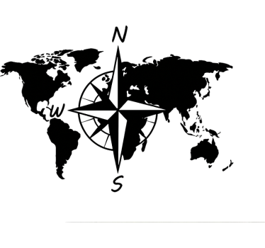 Autocollant camping car worldmap avec compas - TenStickers