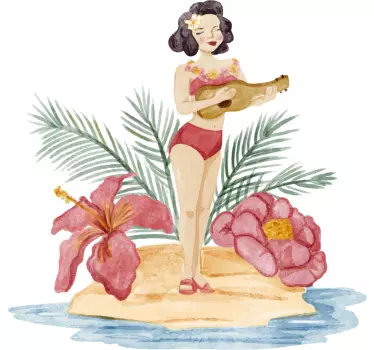 Sticker Mural Dessin Hawaïenne - TenStickers