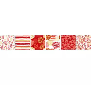 Sticker carrelage motifs couleur corail - TenStickers