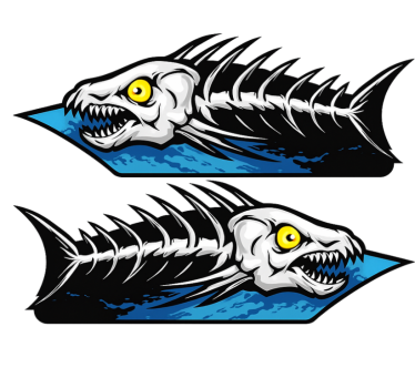 Stickers bateau en motif d'os de poisson - TenStickers