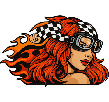 Sticker moto jeune femme aux lunettes vintage - TenStickers