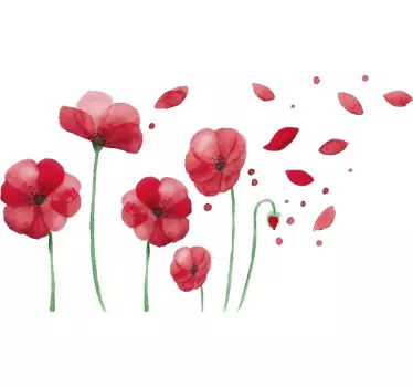 Sticker mural chambre coquelicots stylisés - TenStickers