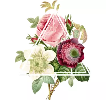 Sticker Mural Triangle avec Fleurs - TenStickers
