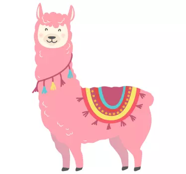 Autocollant Ordinateur Llama rose - TenStickers