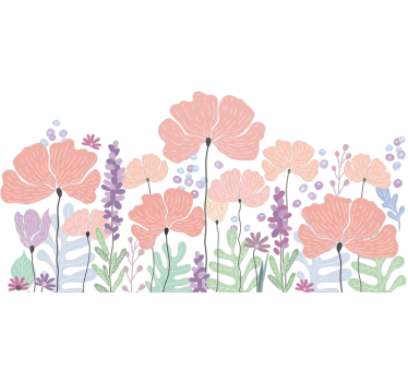 Sticker mural chambre diverses fleurs de printemps - TenStickers