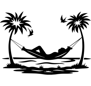 Sticker camping car hamac vie de plage - TenStickers