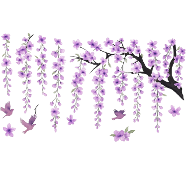 Sticker mural arbre suspendu lilas - TenStickers