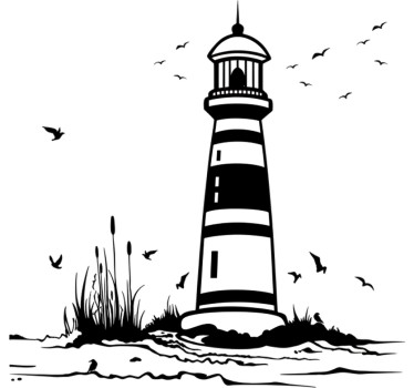 Sticker fenêtre scène de phare côtier - TenStickers