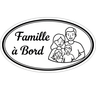 Autocollant voiture personnalisé famille à bord noir - TenStickers