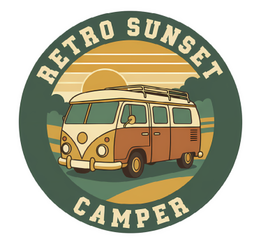 Autocollant camping car coucher de soleil rétro - TenStickers
