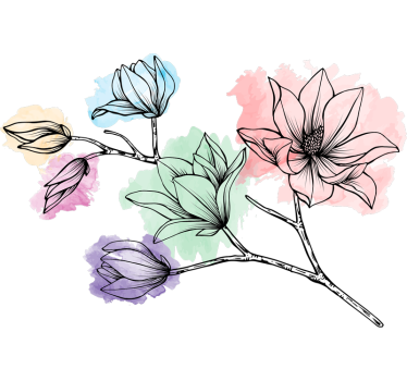Sticker Mural Magnolias Style Aquarelle - TenStickers