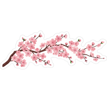 Sticker voiture branche florale japonaise - TenStickers