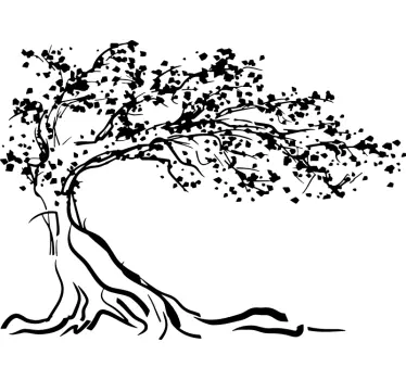 Sticker mural salon arbre style minimaliste - TenStickers