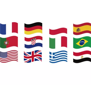 Stickers Dessin drapeaux valise - TenStickers