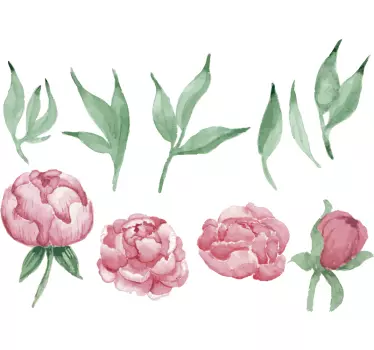 stickers muraux fleur pivoines roses - TenStickers