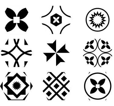 Sticker sol hexagones noir et blanc - TenStickers