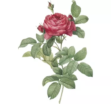Sticker fleurs rose avec feuilles - TenStickers