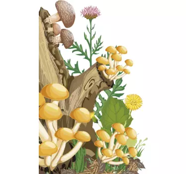 Sticker Meuble Chambre Enfant nature arbre et champignons - TenStickers