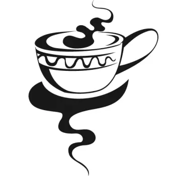 Sticker restaurant d'entreprise tasse de café monochrome - TenStickers