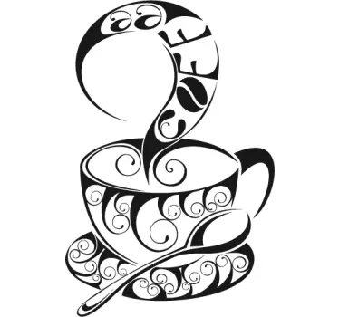 Sticker tasse café chaud - TenStickers
